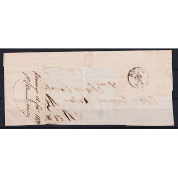 SARDEGNA 1853 40 CENTESIMI N.6 USATO SU GRANDE FRAMMENTO DI BUSTA  ...