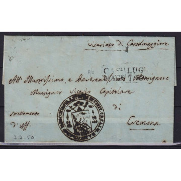 PREFILATELICA 1850 FRANCHIGIA DA CASALMAGGIORE A CREMONA CERTIFICAT...
