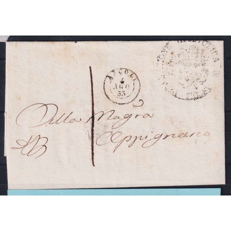 STATO PONTIFICIO 1852 1 BAJOCCO VERDE GRIGIASTRO N.2 SU BUSTA DA AS...