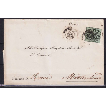 STATO PONTIFICIO 1852 1 BAJOCCO VERDE GRIGIASTRO N.2 SU BUSTA  | Fi...