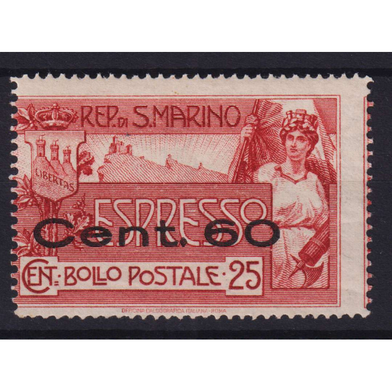 SAN MARINO 1923 ESPRESSO 60 CENT. SU 25 CENT. N.3 G.I MNH**  | Fila...