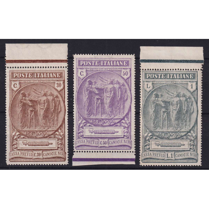 REGNO D' ITALIA 1923 CAMICIE NERE 3 VALORI G.I MNH** CENTRATI  | Fi...