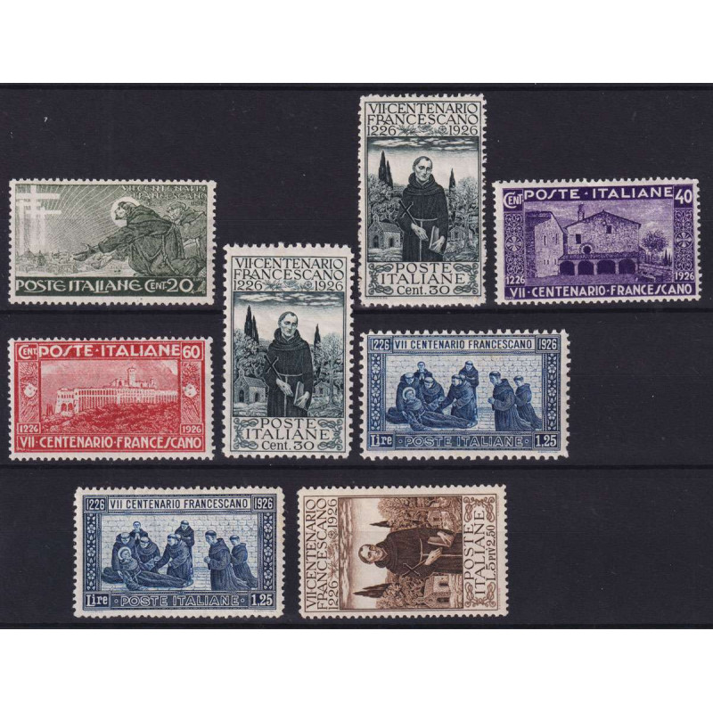 REGNO D' ITALIA 1926 SAN FRANCESCO 8 V. COMPRESO RARO G.I MNH** CER...