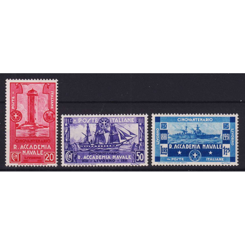 REGNO D' ITALIA 1931 ACCADEMIA NAVALE 3 V. G.I MNH**  | Filatelia M...