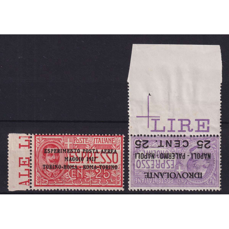 REGNO 1917 P/A ESPRESSO ESPERIMENTO + IDROVOLANTE N.1-2 G.I MNH**  ...