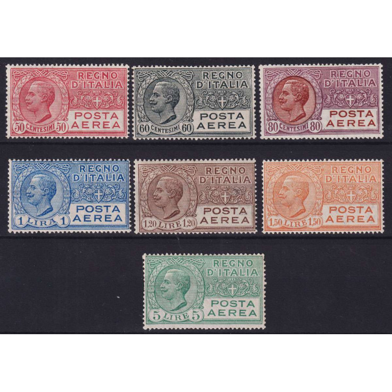 REGNO D' ITALIA 1926-28 POSTA AEREA SERIE COMPLETA 7 VALORI G.I MNH...