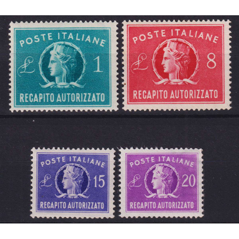 REPUBBLICA 1947 1949-52 RECAPITO AUTORIZZATO 4 V. G.I MNH**  | Fila...