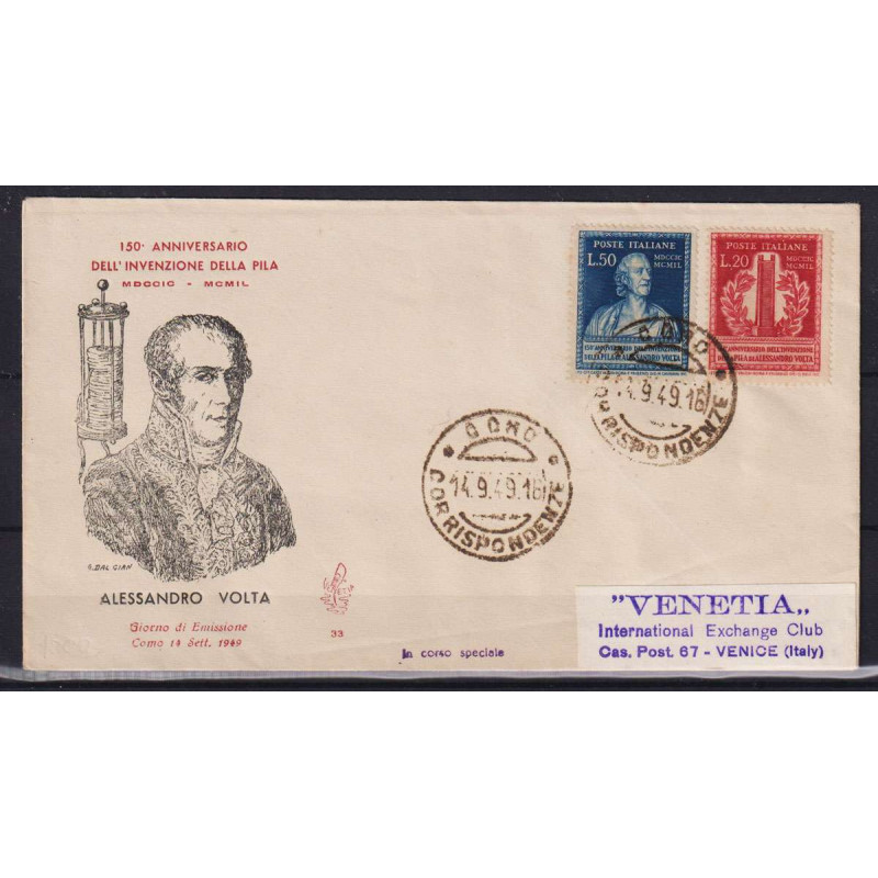 REPUBBLICA 1949 VOLTA 2 V. USATI SU BUSTA FDC VENEZIA  | Filatelia ...