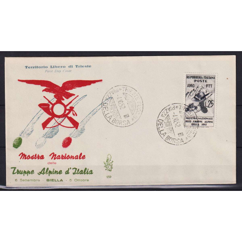 TRIESTE ZONA A 1952 TRUPPE ALPINE USATO SU BUSTA FDC VENEZIA  | Fil...