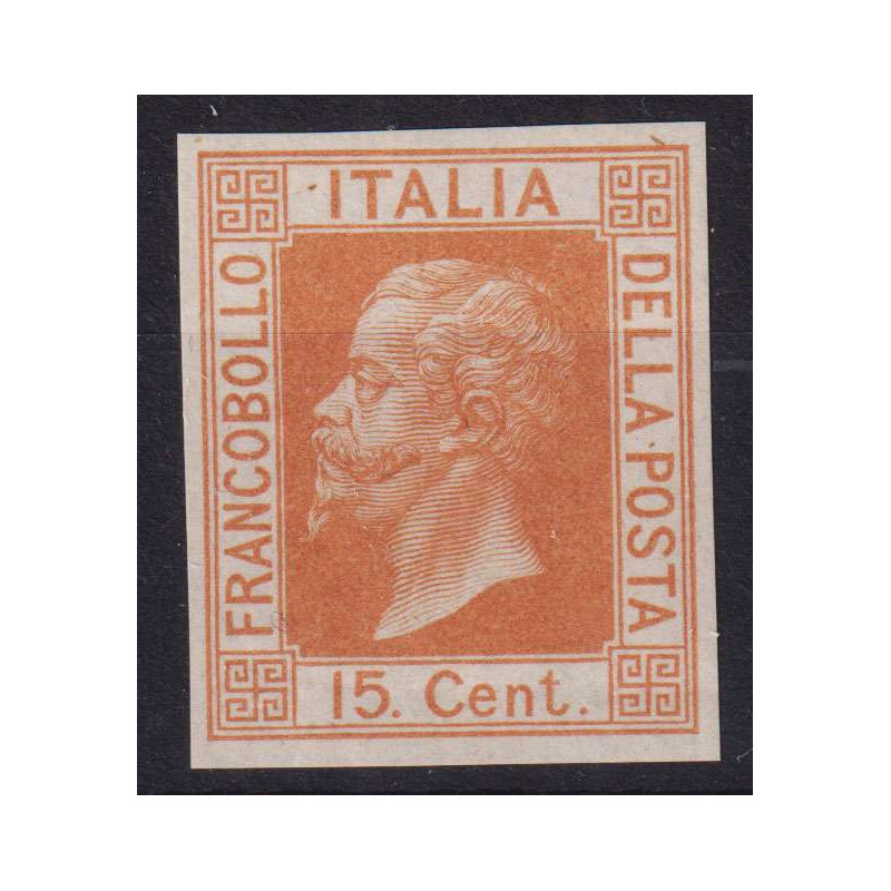 REGNO 1867 15 CENTESIMI SAGGIO GIALLO CROMO CUPO G.I MNH** CERT. BO...