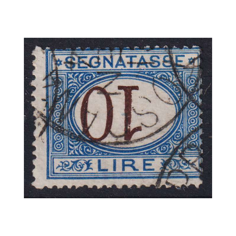 REGNO 1870 – 1874 SEGNATASSE 10 LIRE VARIETA' CAPOVOLTA N.14b US. C...