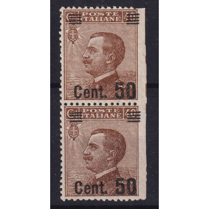 REGNO 1923 COPPIA 50 C. SU 40 C. VARIETA' N.139w G.I MNH** CERT.  |...