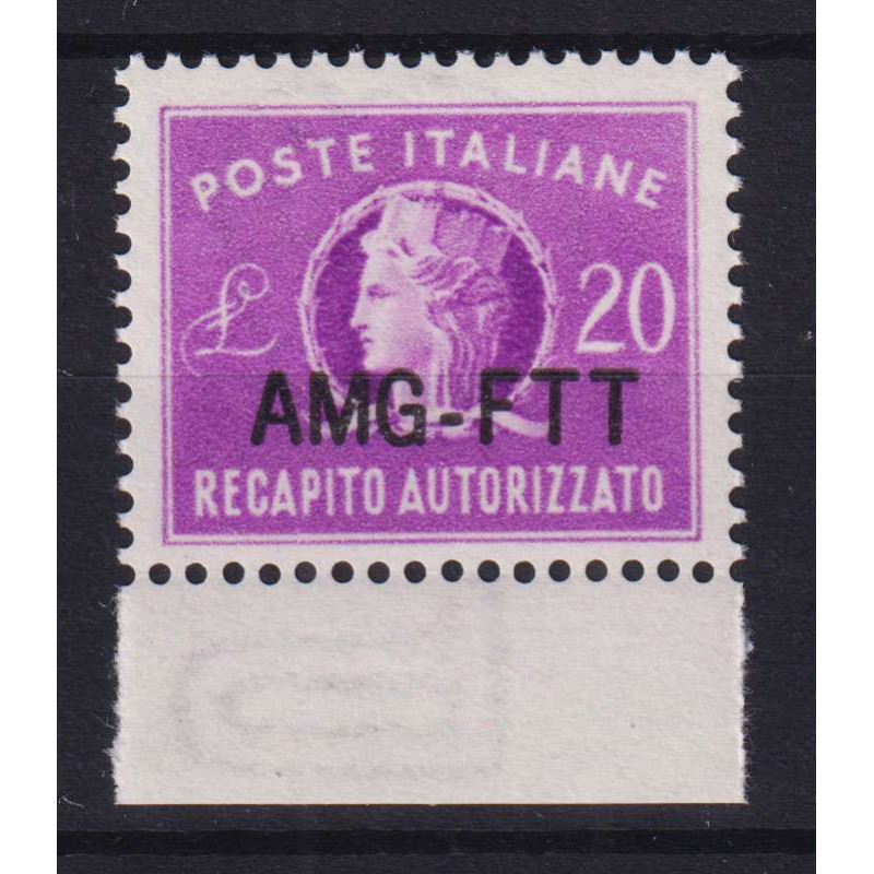 TRIESTE ZONA A 1954 RECAPITO AUTORIZZATO N.5A G.I MNH** BORDO F. CE...