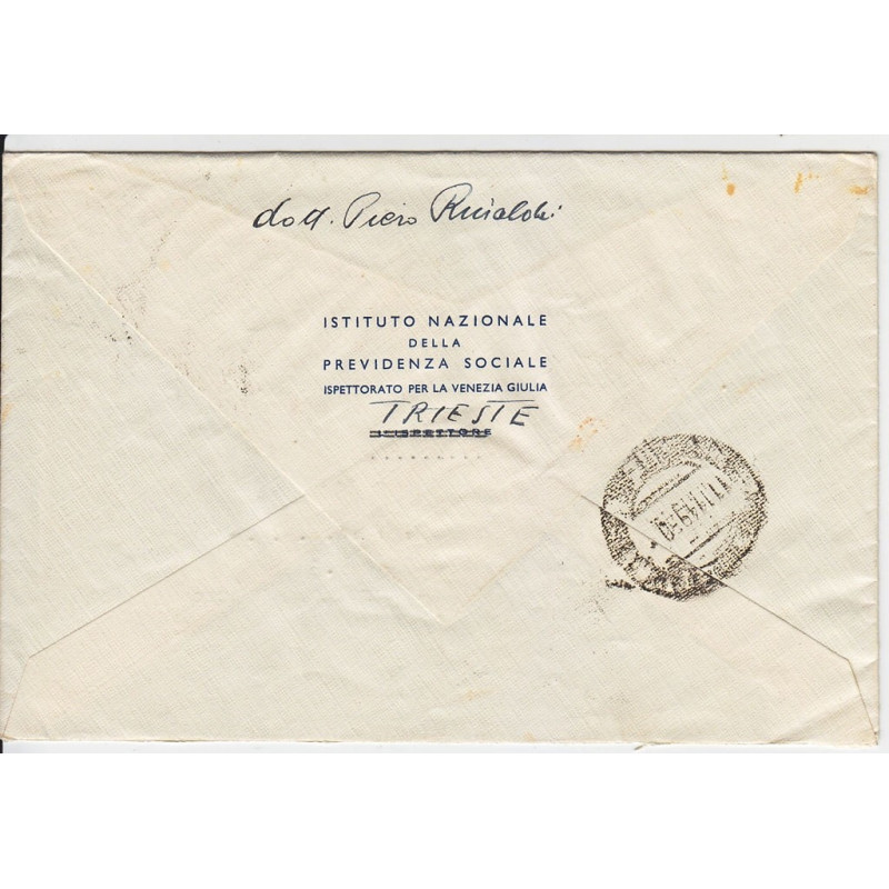 1949 TRIESTE "A" 150ﾰ ANN. PILA ELETTRICA 2 V. S.8 (SAS.) SU BUSTA ...