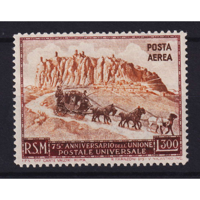 SAN MARINO 1951 POSTA AEREA UPU 300 LIRE N.95 G.I MNH**  | Filateli...