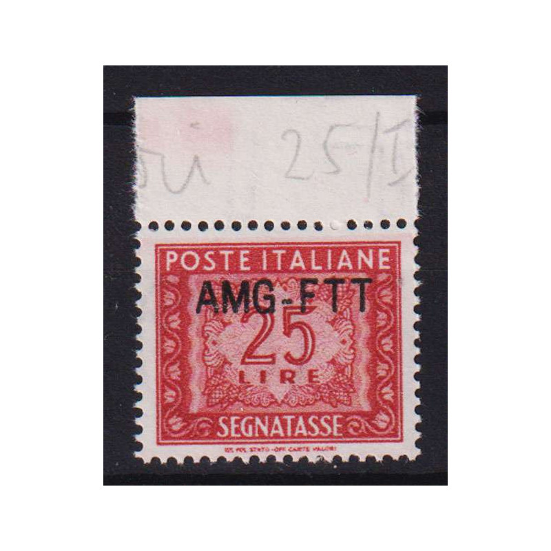 TRIESTE ZONA A 1954 SEGNATASSE 25 LIRE N.25A G.I MNH** BORDO FOGLIO...