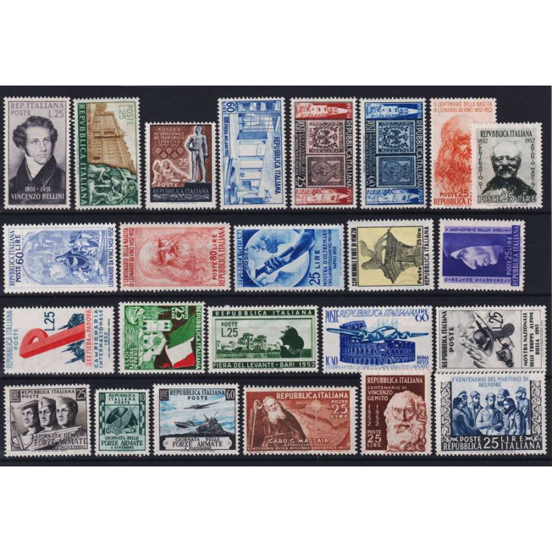 REPUBBLICA 1952 ANNATA COMPLETA 24 VALORI G.I MNH**  | Filatelia Me...