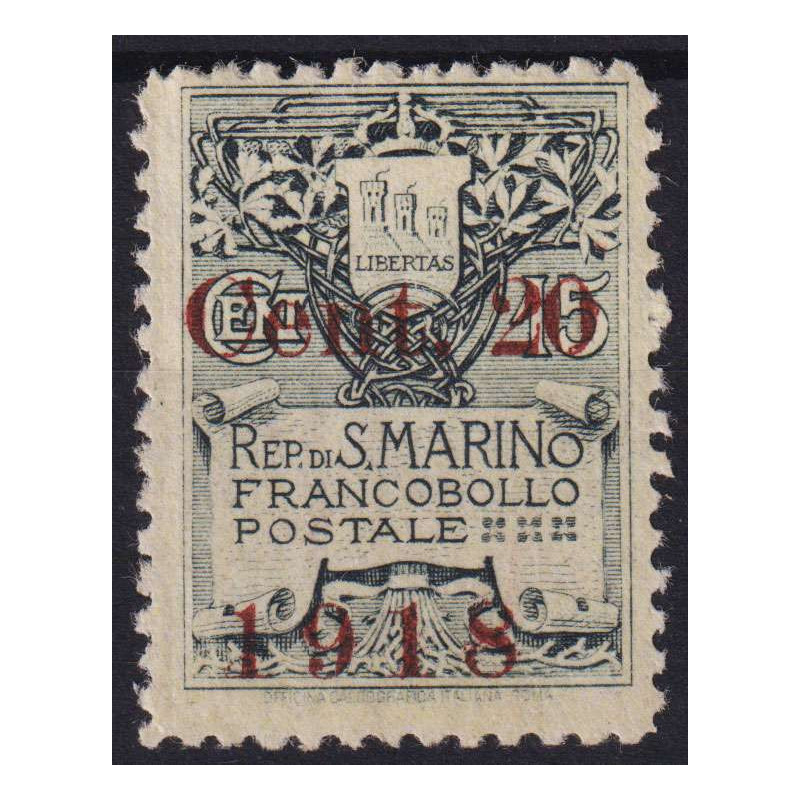 SAN MARINO 1918 STEMMA SOPRASTAMPATO N.53 G.O MLH*  | Filatelia Meloni