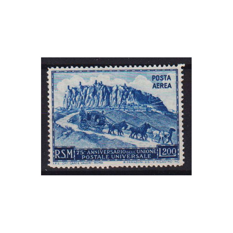 SAN MARINO 1950 POSTA AEREA UPU 200 LIRE N.82 G.I MNH**  | Filateli...