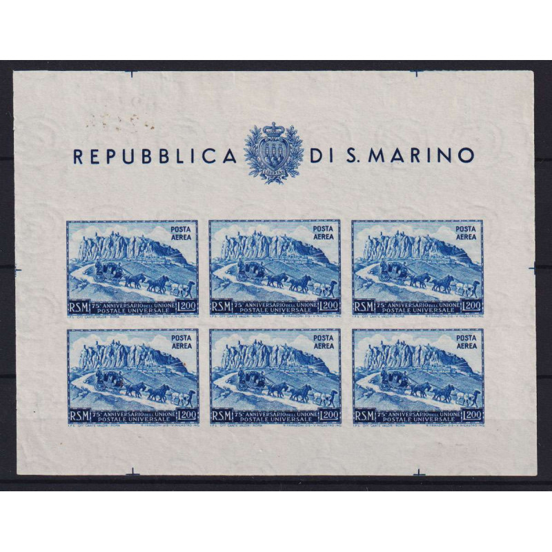 SAN MARINO 1951 FOGLIETTO UPU N.11 G.I MNH**  | Filatelia Meloni