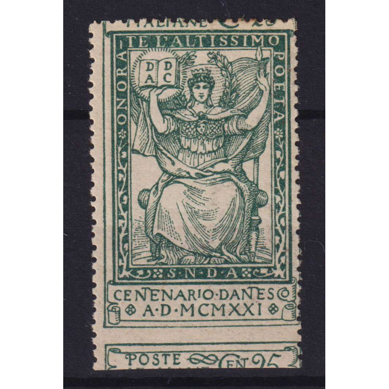 REGNO 1921 DANTE 25 CENTESIMI VARIETA' G.O MH*  | Filatelia Meloni