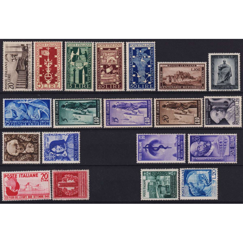 REPUBBLICA 1949 ANNATA NON COMPLETA 20 V. G.I MNH** CERT.  | Filate...