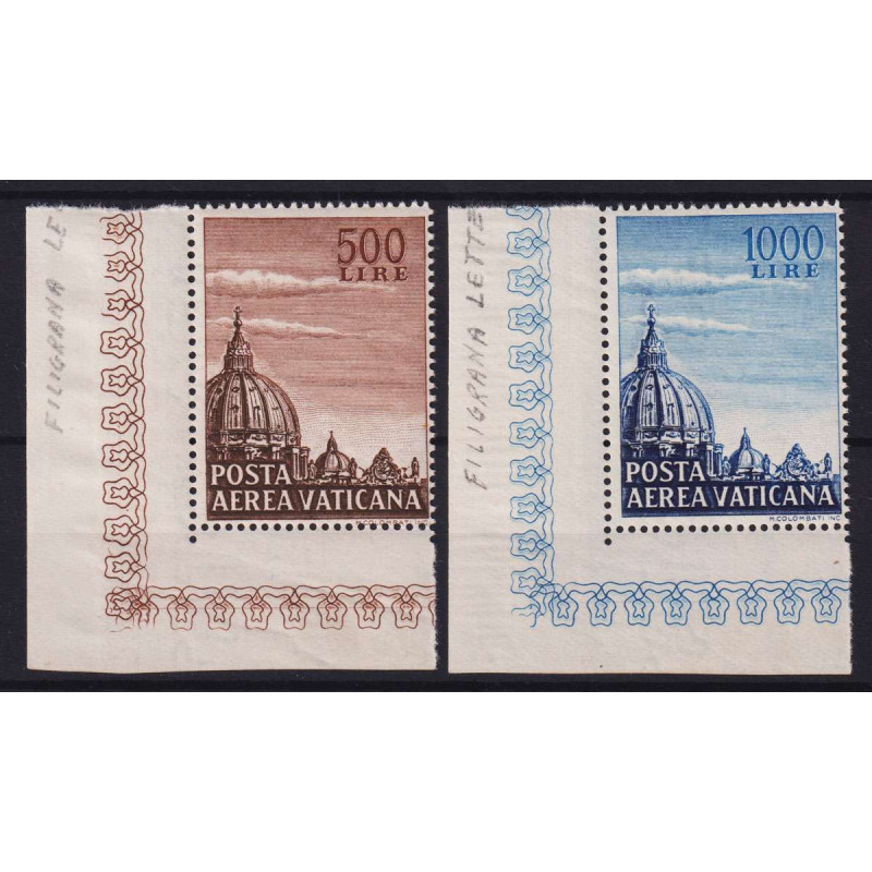 VATICANO 1958 CUPOLA BASILICHE 2 V. G.I MNH** ANGOLO FOGLIO  | Fila...