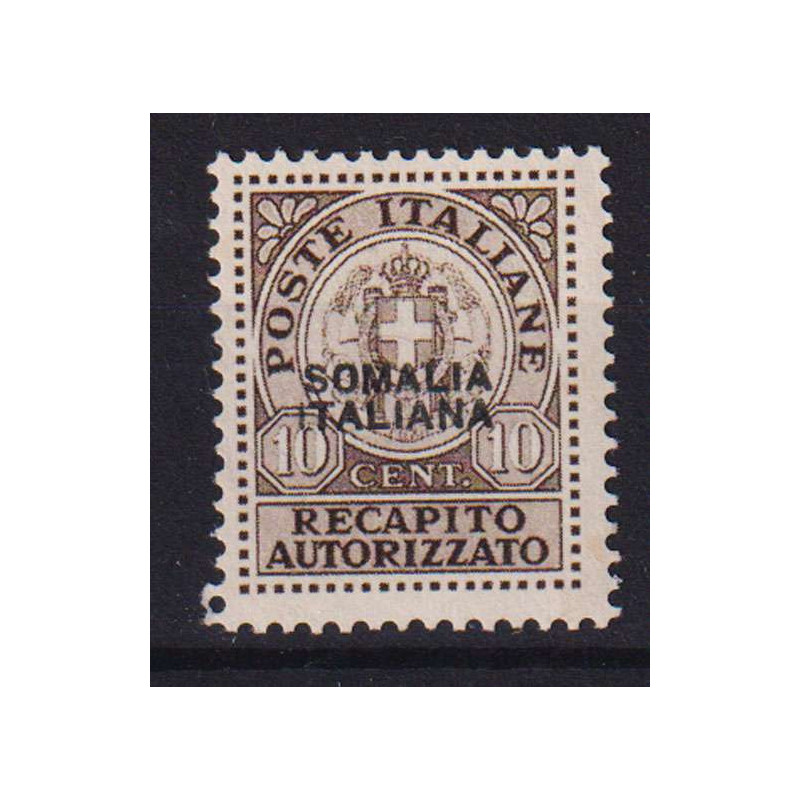 COLONIE SOMALIA 1939 RECAPITO AUTORIZZATO 10 C. N.1 G.I MNH** FIRMA...