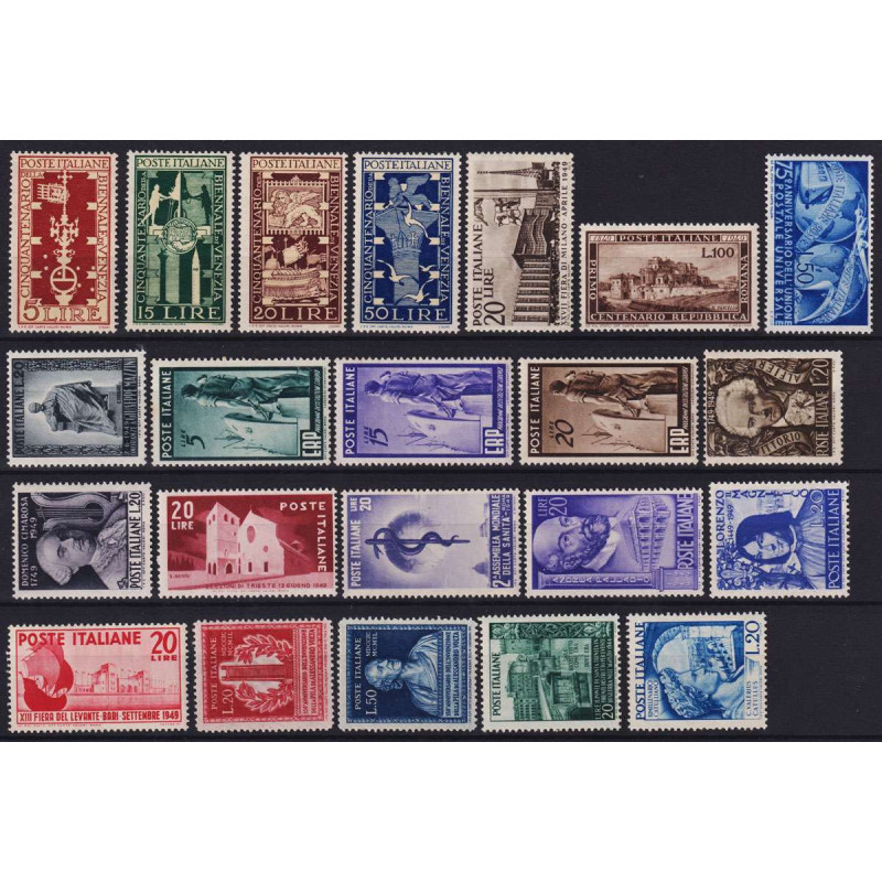 REPUBBLICA 1949 ANNATA COMPLETA 22 V. G.I MNH** CERT.  | Filatelia ...