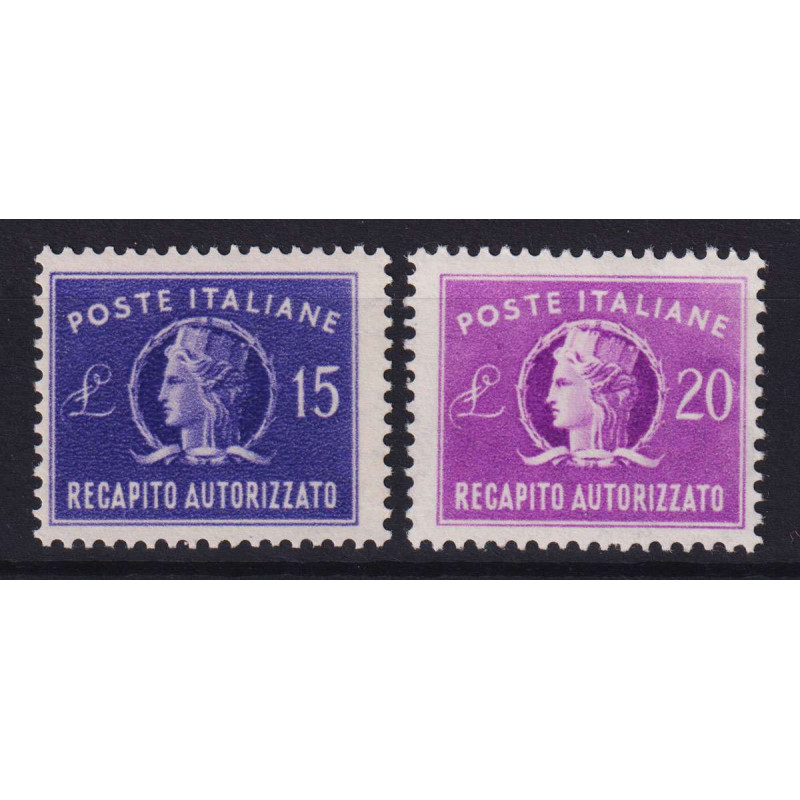 REPUBBLICA 1949-52 RECAPITO AUTORIZZATO 2 V. N.10-11 G.I MNH**  | F...