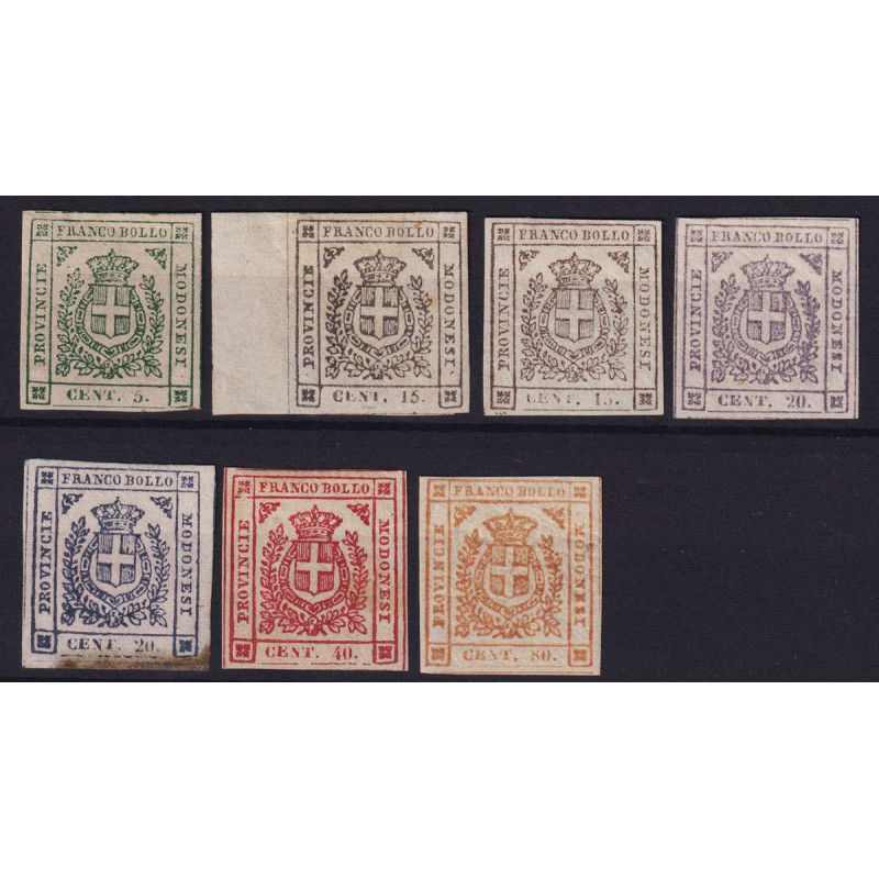 MODENA 1859 SERIE COMPLETA 7 V. N.12-18 G.O MH* CERT.  | Filatelia ...