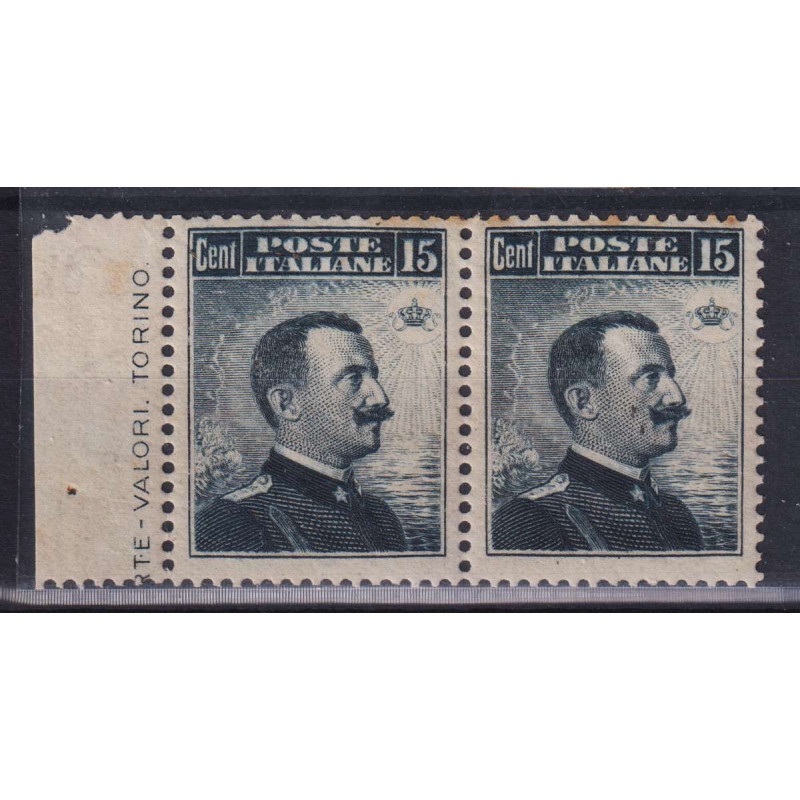 REGNO D'ITALIA 1911 COPPIA MICHETTI 15 CENTESIMI N.96 G.I MNH** OSS...