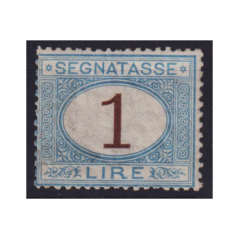 REGNO D' ITALIA 1870-74 SEGNATASSE 1 LIRE BEN CENTRATO G.I MNH** CE...