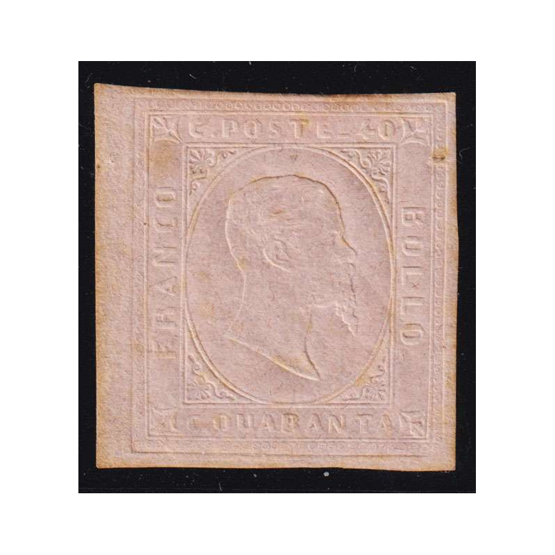 SARDEGNA 1853 40 CENTESIMI ROSA CHIARO n. 6 G.O. MH* CERT.  | Filat...