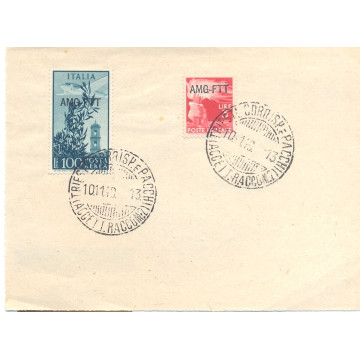 1949 TRIESTE "A" 100 L. VERDE POSTA AEREA N.13 + 3 L. ROSSO N.58 SU...