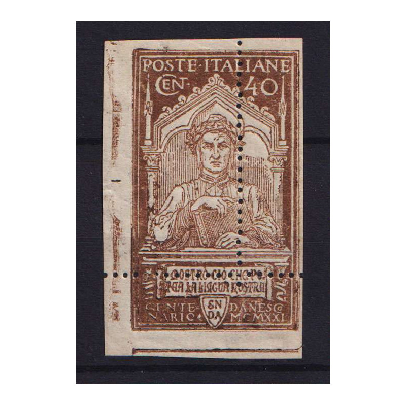 REGNO 1921 DANTE ALIGHIERI 40 C. CON MULTI VARIETA' G.I MNH**  | Fi...