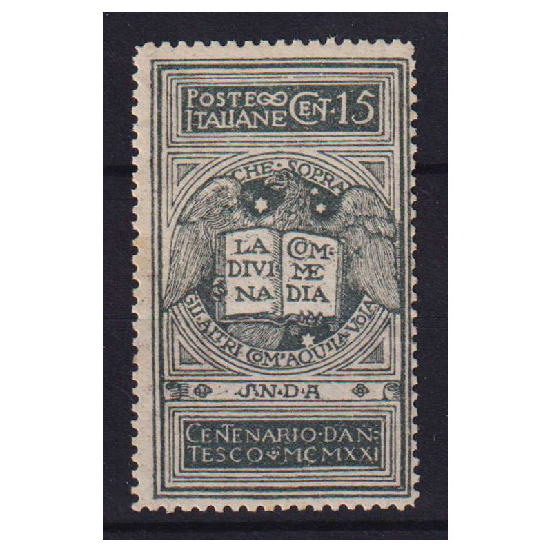 REGNO 1921 DANTE ALIGHIERI 15 C. NON EMESSO G.I MNH** CENTRATO  | F...