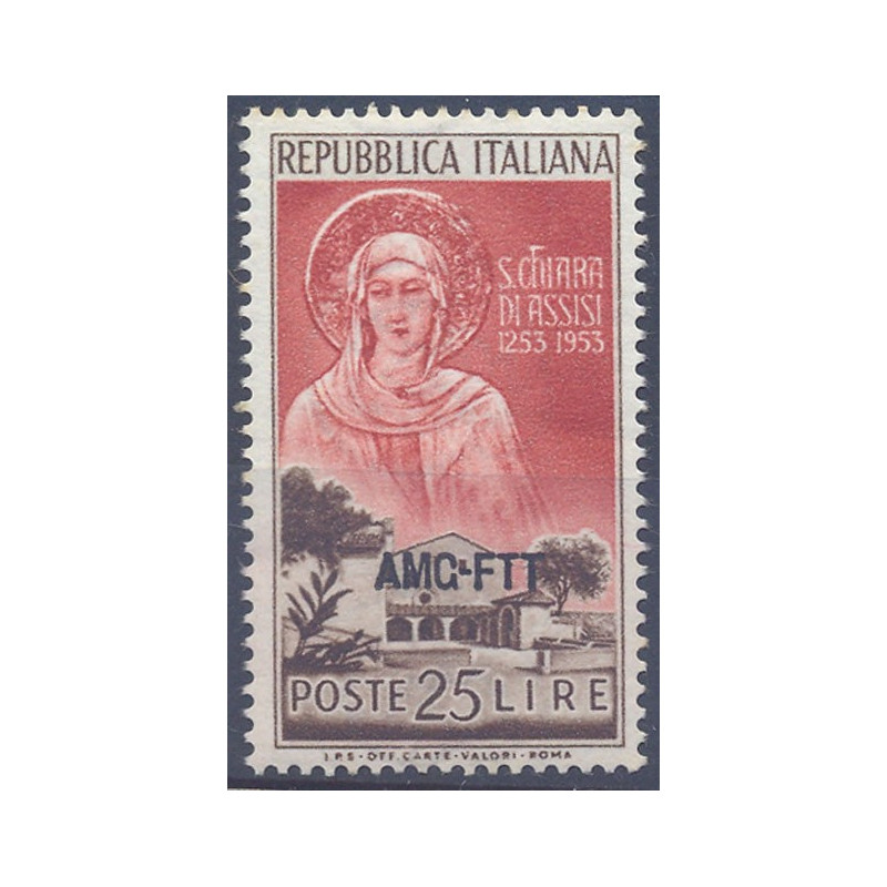 1953 TRIESTE "A" MORTE SANTA CHIARA 25 LIRE N.177 G.I. MNH**  | Fil...