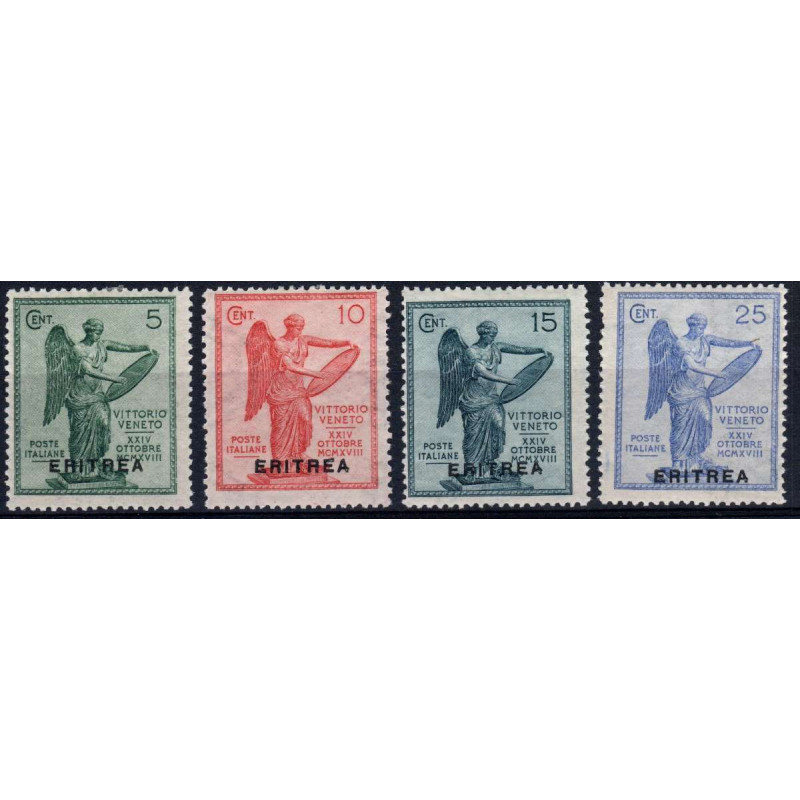 COLONIE 1922 ERITREA VITTORIA 4 VALORI S. 10 G.O MH*  | Filatelia M...