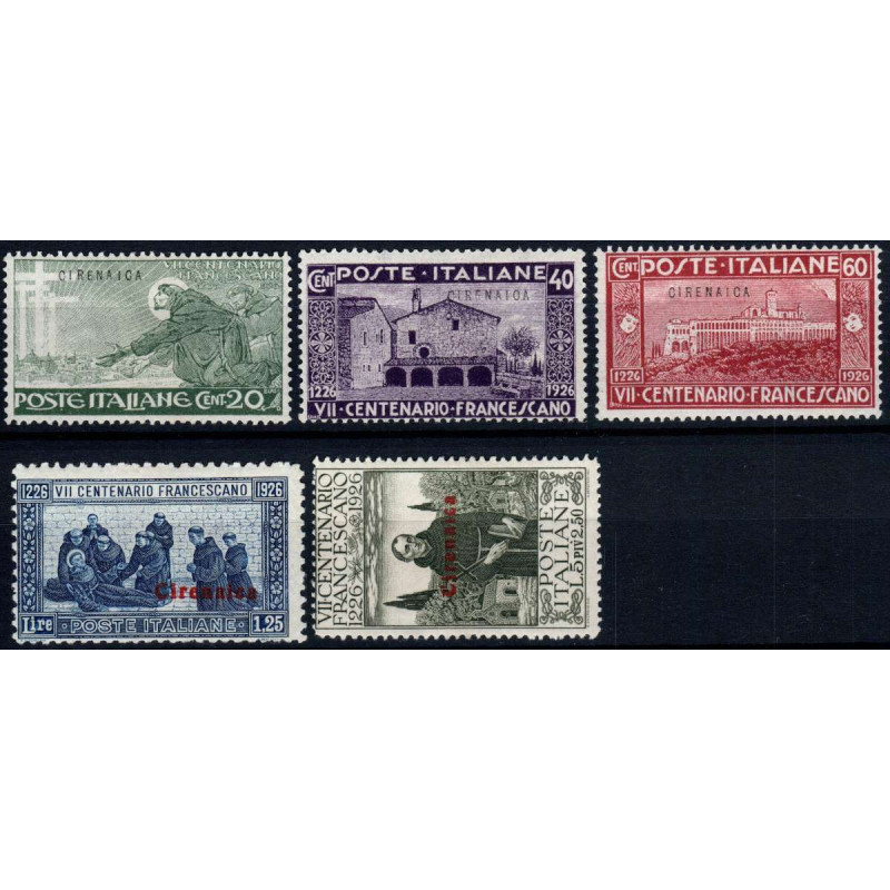 COLONIE 1926 CIRENAICA S. FRANCESCO 5 VALORI S. 8 G.O MH*  | Filate...