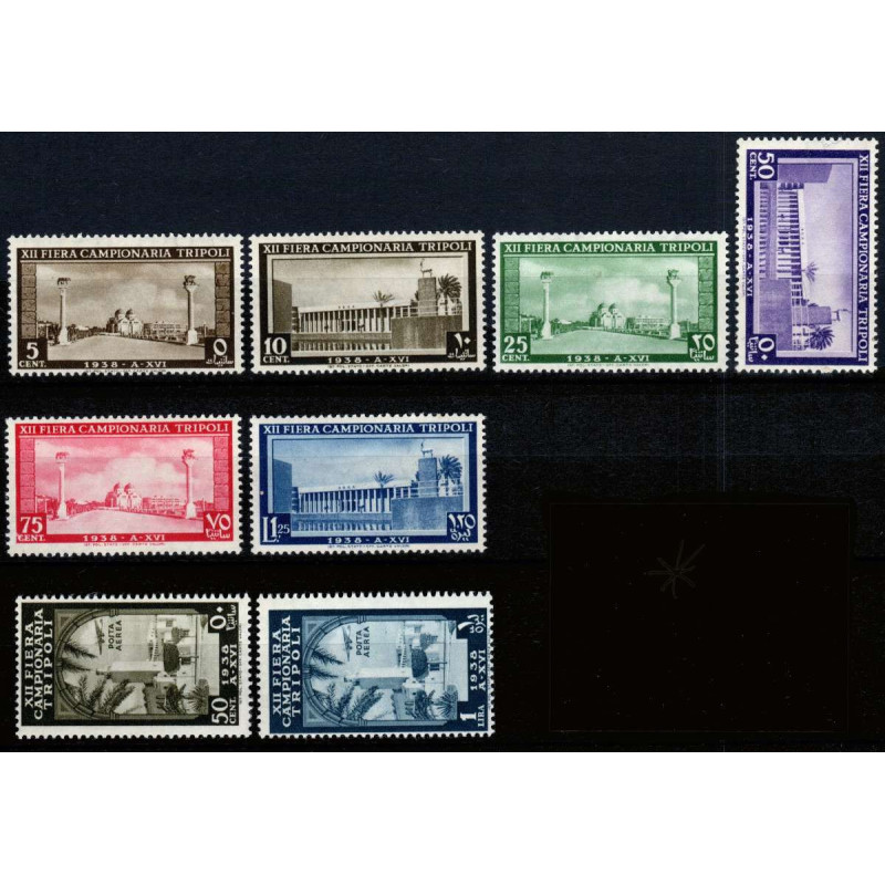 COLONIE 1938 LIBIA XII FIERA DI TRIPOLI 8 VALORI S. 37 G.O MH*  | F...