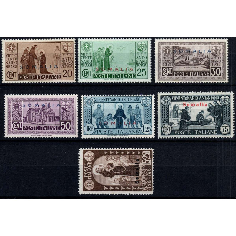 COLONIE 1931 SOMALIA S. ANTONIO 7 VALORI S. 33 G.O MH*  | Filatelia...