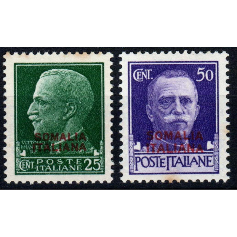 COLONIE 1931 SOMALIA FRANCOBOLLI D' ITALIA SOPR. 2 VALORI S. 34 G.O...