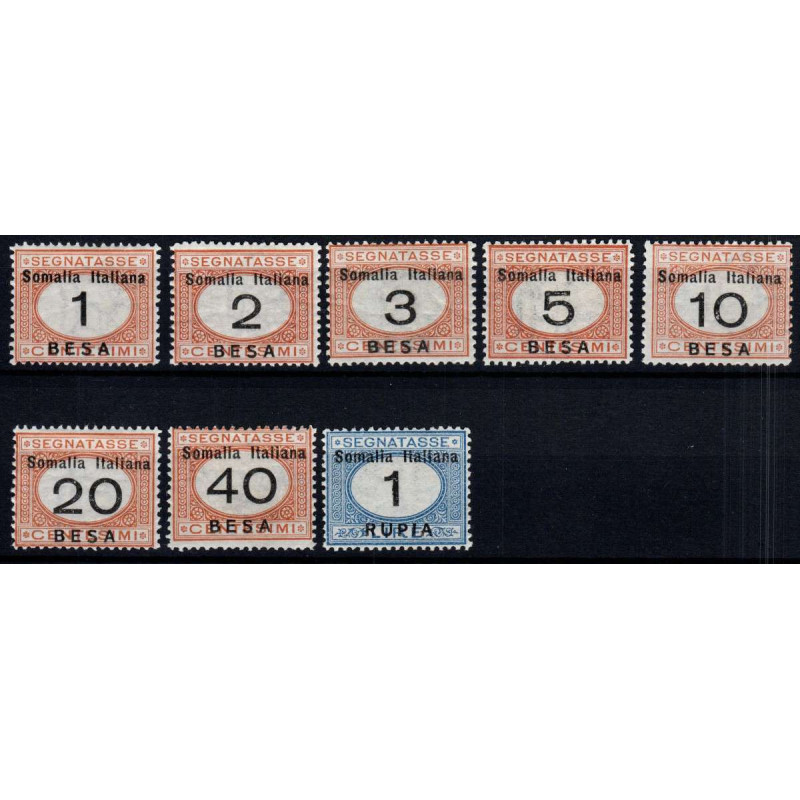 COLONIE 1923 SOMALIA SEGNATASSE SOPRASTAMPATI BESA 8 VALORI S. 66 G...