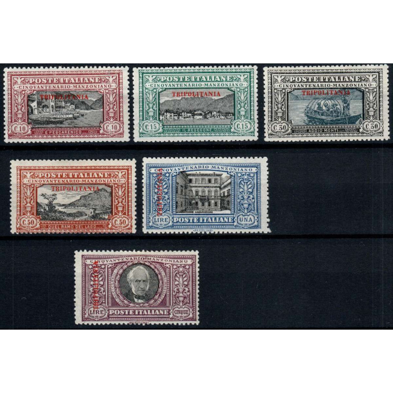 COLONIE 1924 TRIPOLITANIA MANZONI 6 VALORI S. 5 G.O MH*  | Filateli...