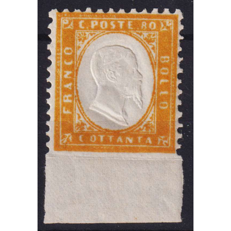 REGNO 1862 80 CENT. VARIETA' NON DENTELLATO N.4I G.I MNH**  | Filat...