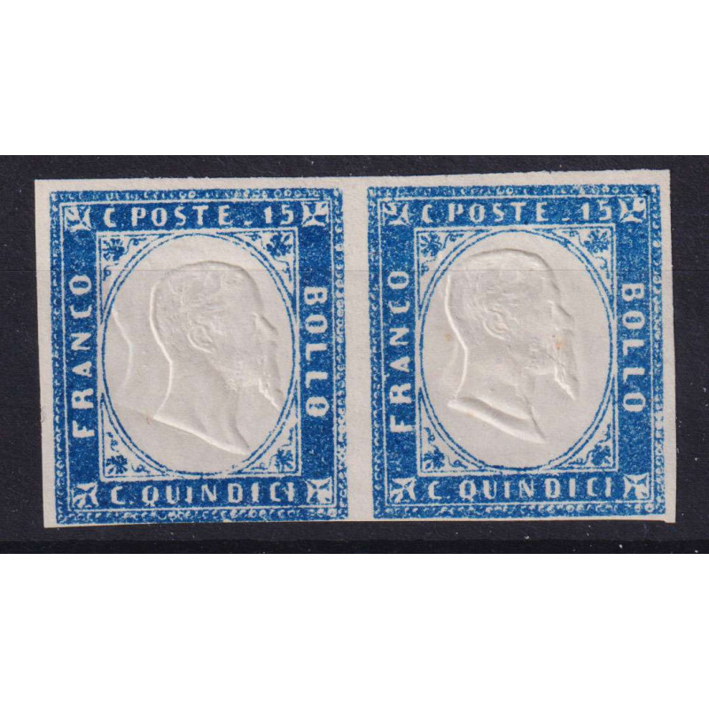 REGNO 1863 COPPIA 15 CENTESIMI VARIETA' N.11k G.I MNH** FIRMATA  | ...