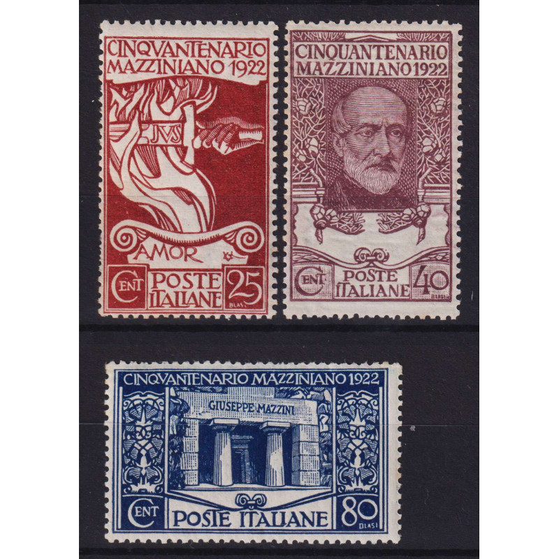 REGNO 1922 MAZZINI 3 V. G.I MNH** CENTRATI  | Filatelia Meloni