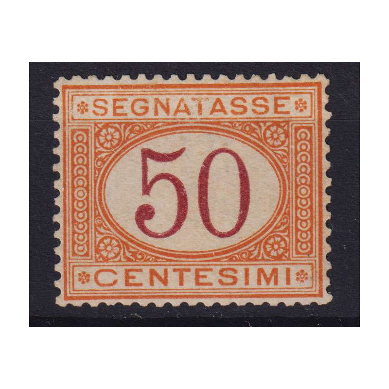 REGNO 1870-74 SEGNATASSE 50 CENTESIMI N.9 G.I MNH** CENTRATO CERT. ...