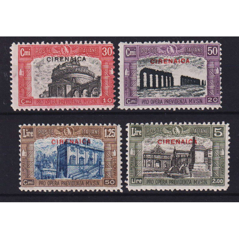 COLONIE CIRENAICA 1929 MILIZIA II 4 VALORI G.I MNH**  | Filatelia M...